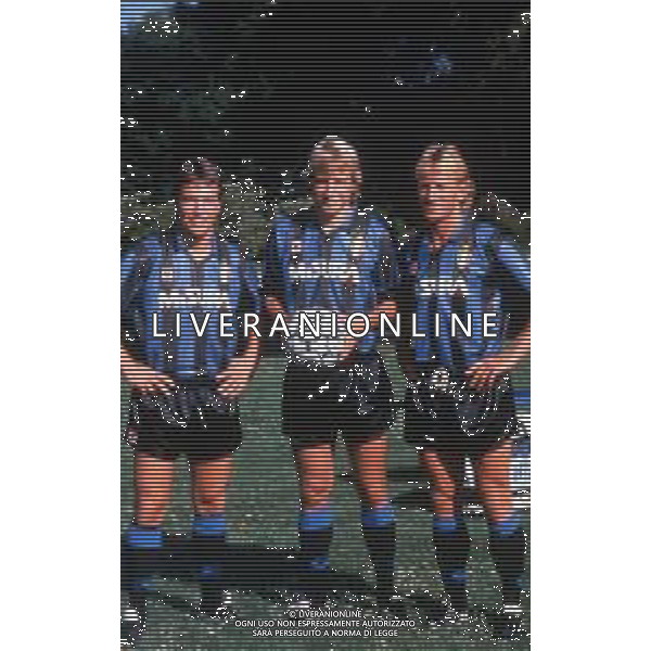 DIAP-RETROSPETTIVA ANDREAS BREHME CALCIATORE NELLA FOTO ANDREAS BREHME-LOTHAR MATTHAUS E JURGHEN KLINSMANN AG ALDO LIVERANI SAS