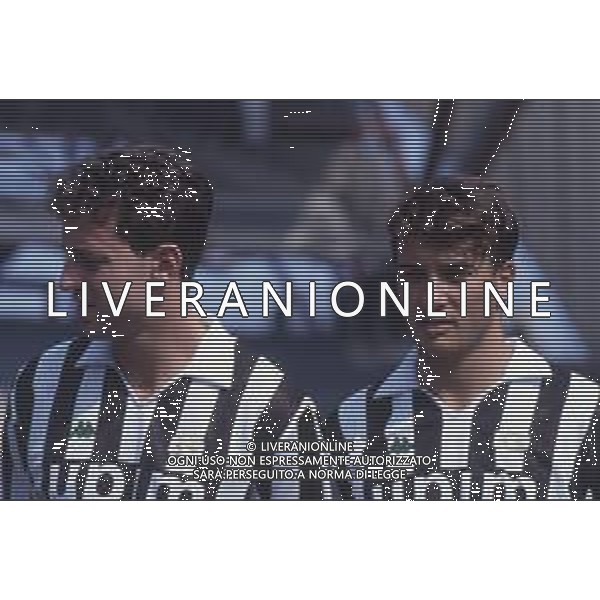 DIAP-RETROSPETTIVA LAMBERTO PIOVANELLI CALCIATORE NELLA FOTO LAMBERTO PIOVANELLI CON LA MAGLIA DELLA JUVENTUS CALCIO E PIIERLUIGI CASIRAGHI AG ALDO LIVERANI SAS  