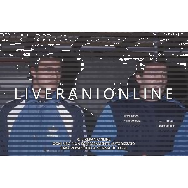 DIAP-RETROSPETTIVA TARCISIO BURGNICH ALLENATORE E CALCIATORE NELLA FOTO TARCISIO BURGNICH ALLENATORE COMO CALCIO NELL\'ANNO 1987-88 CON CLAUDIO BORGHI AG ALDO LIVERANI SAS 