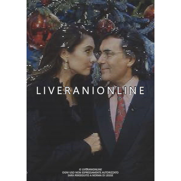 DIAP-RETROSPETTIVA ALBANO CARRISI E ROMINA POWER CANTANTI NELLA FOTO ROMINA POWER E ALBANO CARRISI NELLA TRASMISSIONE TELEVISIVA “BUON NATALE“ NELL\'ANNO 1991 AG ALDO LIVERANI SAS