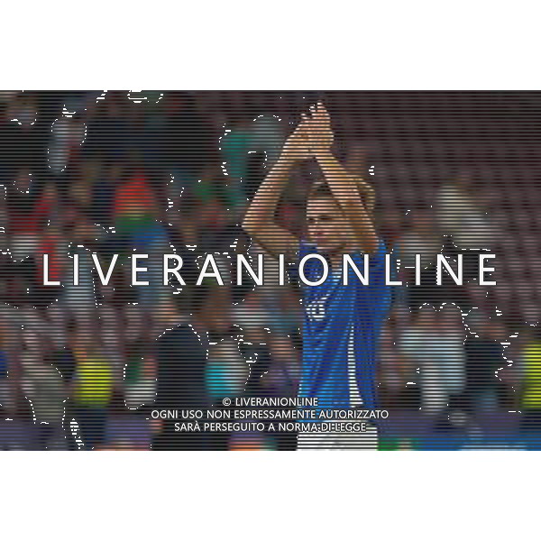 TVEM July 07, 2025 Geneva, Switzerland - Portugal vs Italy - Women\'s UEFA Euro 2025 - Stade de Geneve. In the pic: Cristiana Girelli of Italy applauds fans ©TVEM Emmanuele Mastrodonato - AGENZIA ALDO LIVERANI SAS