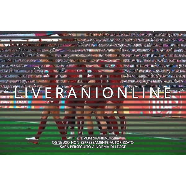 TVEM July 08, 2025 Basel, Switzerland - Germany vs Denmark - Women\'s UEFA Euro 2025 - St. Jakob-Park. In the pic: Amalie Vangsgaard of Denmark celebrates after scoring a goal with teammates ©TVEM Emmanuele Mastrodonato - AGENZIA ALDO LIVERANI SAS