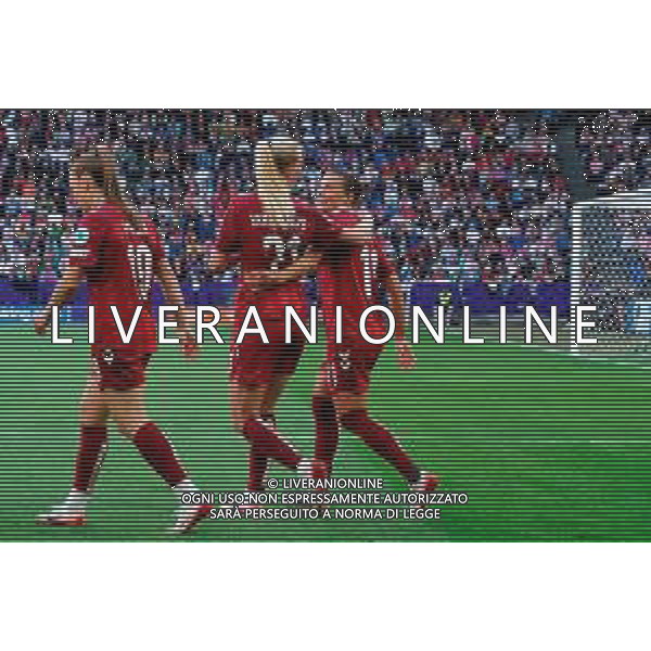 TVEM July 08, 2025 Basel, Switzerland - Germany vs Denmark - Women\'s UEFA Euro 2025 - St. Jakob-Park. In the pic: Amalie Vangsgaard of Denmark celebrates after scoring a goal with Katrine Veje of Denmark ©TVEM Emmanuele Mastrodonato - AGENZIA ALDO LIVERANI SAS