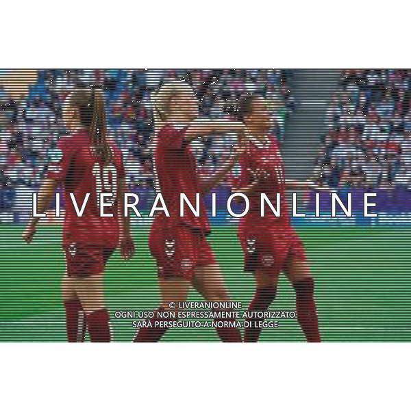 TVEM July 08, 2025 Basel, Switzerland - Germany vs Denmark - Women\'s UEFA Euro 2025 - St. Jakob-Park. In the pic: Amalie Vangsgaard of Denmark celebrates after scoring a goal with Katrine Veje of Denmark ©TVEM Emmanuele Mastrodonato - AGENZIA ALDO LIVERANI SAS