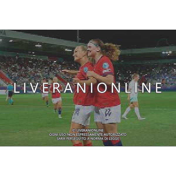 Frida Maanum of Norway celebrates after scoring a goal with Signe Gaupset of Norway -Norvegia - Islanda Campionato europeo femminile di calcio UEFA Women\'s EURO 2025 , Arena Thuin Svizzera 10.07.2025 ©TVEM Emmanuele Mastrodonato - AGENZIA ALDO LIVERANI SAS