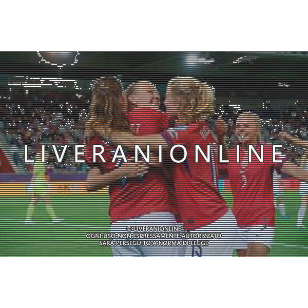 Frida Maanum of Norway celebrates after scoring a goal with Signe Gaupset of Norway and Justine Kielland of Norway -Norvegia - Islanda Campionato europeo femminile di calcio UEFA Women\'s EURO 2025 , Arena Thuin Svizzera 10.07.2025 ©TVEM Emmanuele Mastrodonato - AGENZIA ALDO LIVERANI SAS