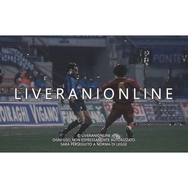 DIAP-RETROSPETTIVA ALDAIR CALCIATORE NELLA FOTO ALDAIR CON LA MAGLIA DELLA ROMA CALCIO NELL\'ANNO 1991-92 E GIUSEPPE BERGOMI AG ALDO LIVERANI SAS