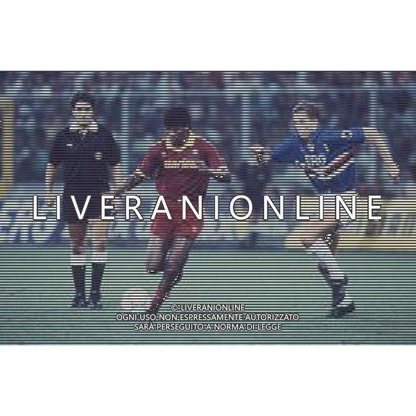 DIAP-RETROSPETTIVA ALDAIR CALCIATORE NELLA FOTO ALDAIR CON LA MAGLIA DELLA ROMA CALCIO NELL\'ANNO 1991-92 E SREKO KATANEC AG ALDO LIVERANI SAS