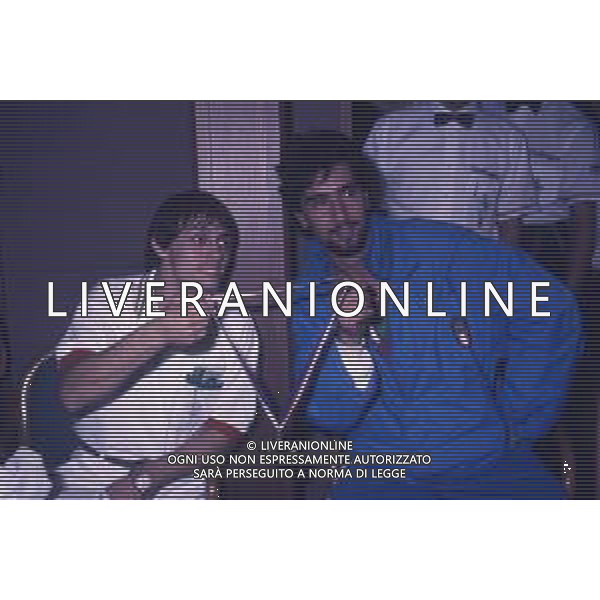 DIAP-RETROSPETTIVA STEFANO CERIONI SCHERMA NELLA FOTO STEFANO CERIONI ALLE OLIMPIADI DI SEUL NELL\'ANNO 1988 CON VINCENZO MAENZA AG ALDO LIVERANI SAS
