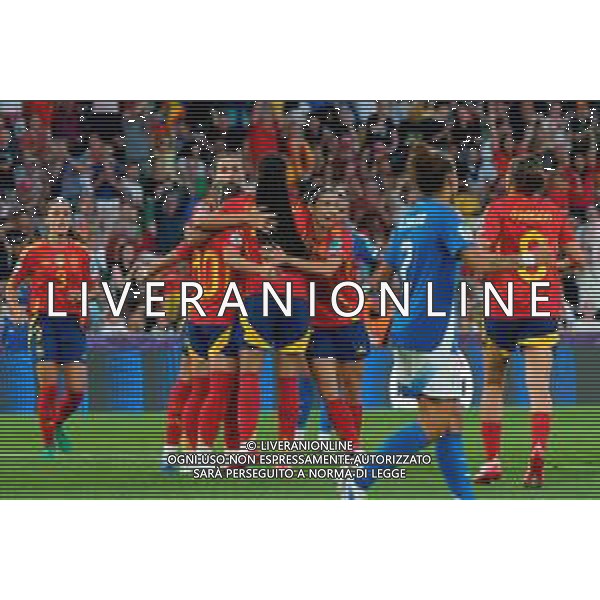 TVEM July 11, 2025 Bern, Switzerland - Italy vs Spain - Women\'s UEFA Euro 2025 - Stadion Wankdorf. In the pic: Athenea of Spain celebrates after scoring a goal with teammates ©TVEM Emmanuele Mastrodonato - AGENZIA ALDO LIVERANI SAS