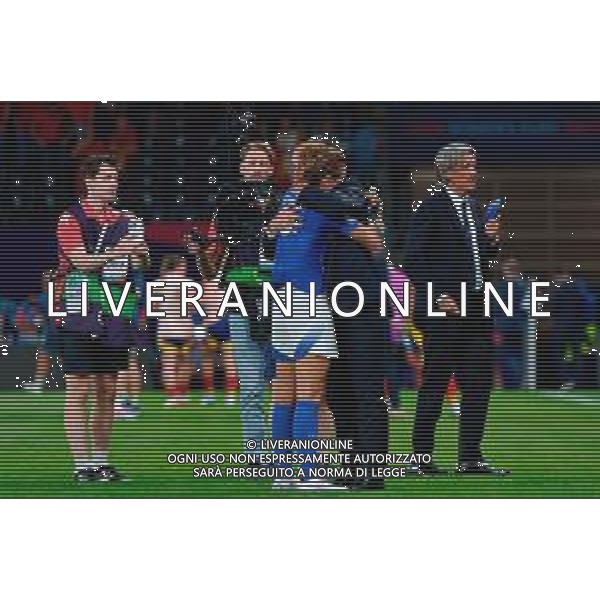 TVEM July 11, 2025 Bern, Switzerland - Italy vs Spain - Women\'s UEFA Euro 2025 - Stadion Wankdorf. In the pic: Cristiana Girelli of Italy celebrates with Andrea Soncin head coach of Italy foto emmanuele mastrodonato-ag aldo liverani sas