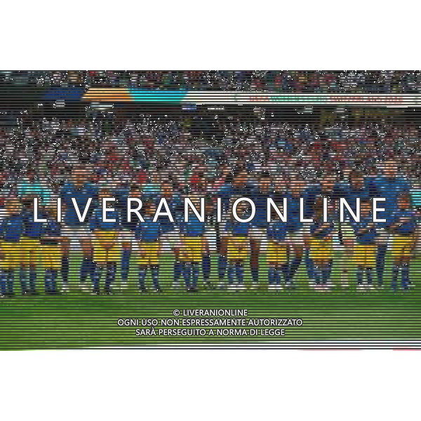 TVEM July 11, 2025 Bern, Switzerland - Italy vs Spain - Women\'s UEFA Euro 2025 - Stadion Wankdorf. In the pic: Players of Italy line up during the National Anthems -TVEM Italia vs Spagna Campionati Europei femminili UEFA Euro 2025 BERNA - SVIZZERA 11.07.2025 ©TVEM Emmanuele Mastrodonato - AGENZIA ALDO LIVERANI SAS