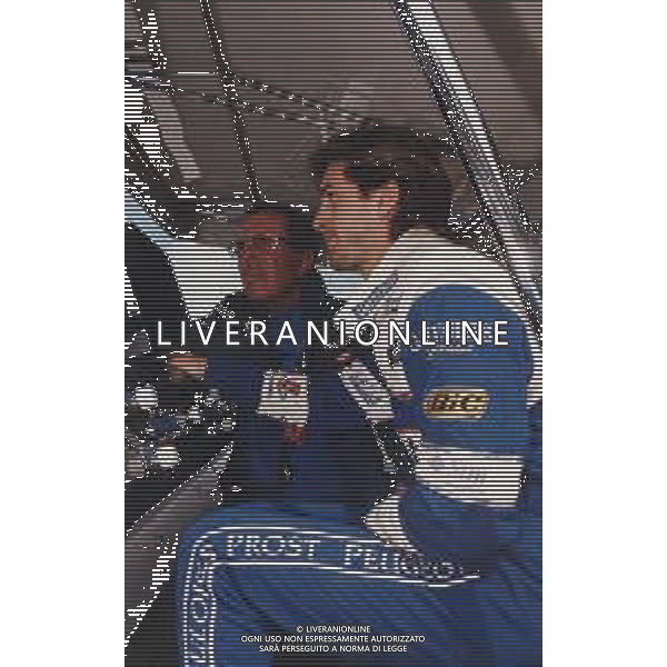 ST-RETROSPETTIVA JARNO TRULLI PILOTA F1 NELLA FOTO JARNO TRULLI CON LA PEUGEOT-PROST NELL\'ANNO 1998 CON CESARE FIORIO AG CONTROLUCE-AG ALDO LIVERANI SAS  