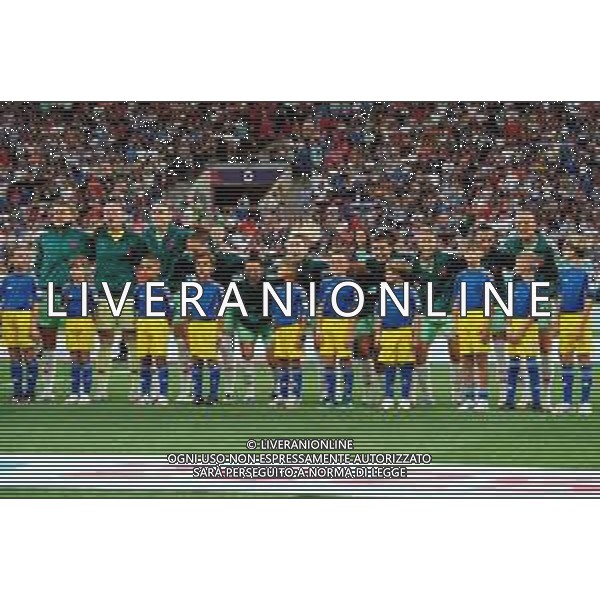 TVEM July 16, 2025 Geneva, Switzerland - Norway vs Italy - Women\'s UEFA Euro 2025 - Stade de Geneve. In the pic: Players of Italy line up during the National Anthems - formazione italia schierata durance l’inno nazionale ©TVEM Emmanuele Mastrodonato - AGENZIA ALDO LIVERANI SAS