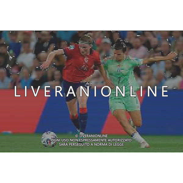 TVEM July 16, 2025 Geneva, Switzerland - Norway vs Italy - Women\'s UEFA Euro 2025 - Stade de Geneve. In the pic: Signe Gaupset of Norway in action against Sofia Cantore of Italy ©TVEM Emmanuele Mastrodonato - AGENZIA ALDO LIVERANI SAS