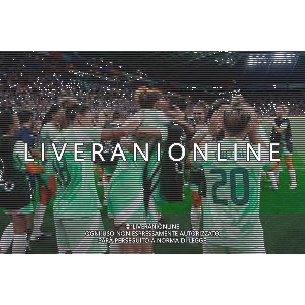 TVEM July 16, 2025 Geneva, Switzerland - Norway vs Italy - Women\'s UEFA Euro 2025 - Stade de Geneve. In the pic: Cristiana Girelli of Italy celebrates the victory with Barbara Bonansea of Italy ©TVEM Emmanuele Mastrodonato - AGENZIA ALDO LIVERANI SAS