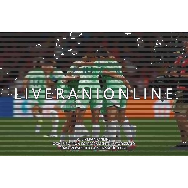 TVEM July 16, 2025 Geneva, Switzerland - Norway vs Italy - Women\'s UEFA Euro 2025 - Stade de Geneve. In the pic: Cristiana Girelli of Italy celebrates the victory with Barbara Bonansea of Italy and Arianna Caruso of Italy ©TVEM Emmanuele Mastrodonato - AGENZIA ALDO LIVERANI SAS