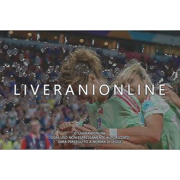 TVEM July 16, 2025 Geneva, Switzerland - Norway vs Italy - Women\'s UEFA Euro 2025 - Stade de Geneve. In the pic: Cristiana Girelli of Italy celebrates after scoring a goal with teammates ©TVEM Emmanuele Mastrodonato - AGENZIA ALDO LIVERANI SAS