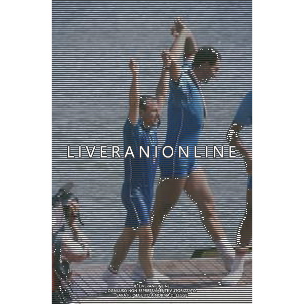 DIAP-RETROSPETTIVA GIUSEPPE DI CAPUA CANOA NELLA FOTO GIUSEPPE DI CAPUA CON I FRATELLI ABBAGNALE ALLE OLIMPIADI DI SEUL NELL\'ANNO 1988 AG ALDO LIVERANI SAS