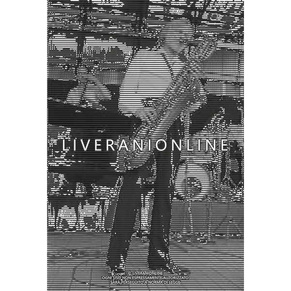 NEG-RETROSPETTIVA GERRY MULLIGAN JAZZ NELLA FOTO GERRY MULLIGAN A TORINO NELL\'ANNO 1982 AG ALDO LIVERANI SAS
