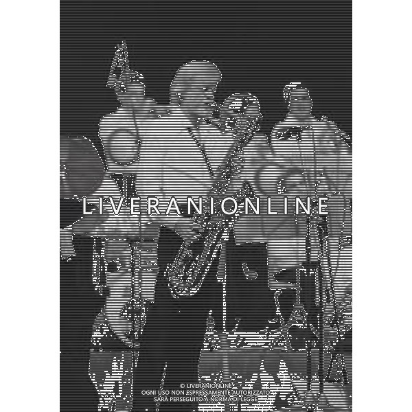 NEG-RETROSPETTIVA GERRY MULLIGAN JAZZ NELLA FOTO GERRY MULLIGAN A TORINO NELL\'ANNO 1982 AG ALDO LIVERANI SAS