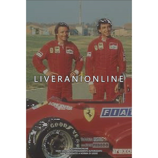DIAP-RETROSPETTIVA RENE\' ARNOUX PILOTA F1 NELLA FOTO RENE\' ARNOUX NELL\'ANNO 1984 CON MICHELE ALBORETO AG ALDO LIVERANI SAS