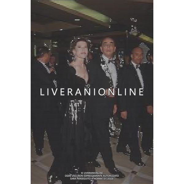 DIAP-RETROSPETTIVA VITTORIO GASSMAN ATTORE NELLA FOTO VITTORIO GASSMAN A CANNES NELL\'ANNO 1987 CON FANNY ARDANT AG ALDO LIVERANI SAS