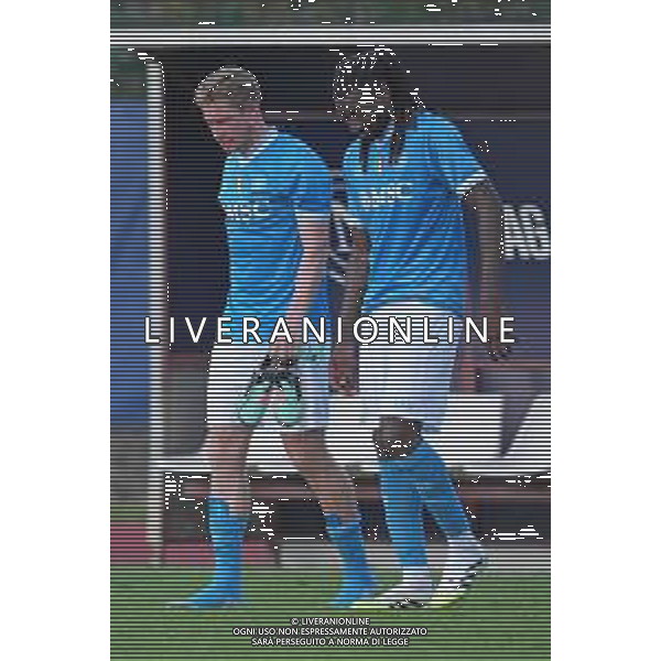 NAPOLI AREZZO AMICHEVOLE PRECAMPIONATO DIMARO 22.07.2025 NELLA FOTO: Kevin De Bruyne, Frank Anguissa FOTO MOSCA/AG. ALDO LIVERANI