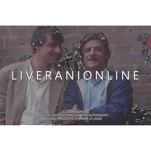 DIAP-RETROSPETTIVA RICKY TOGNAZZI ATTORE NELLA FOTO RICKY TOGNAZZI A VENEZIA NELL\'ANNO 1989 CON GIANCARLO GIANNINI AG ALDO LIVERANI SAS 