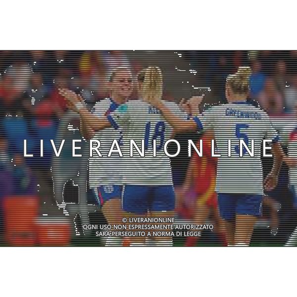 TVEM July 27, 2025 Basel, Switzerland - England vs Spain - Women\'s UEFA Euro 2025 Final match - St. Jakob-Park. In the pic: Alessia Russo of England celebrates after scoring a goal with Chloe Kelly of England and Alex Greenwood of England ©TVEM Emmanuele Mastrodonato - AGENZIA ALDO LIVERANI SAS