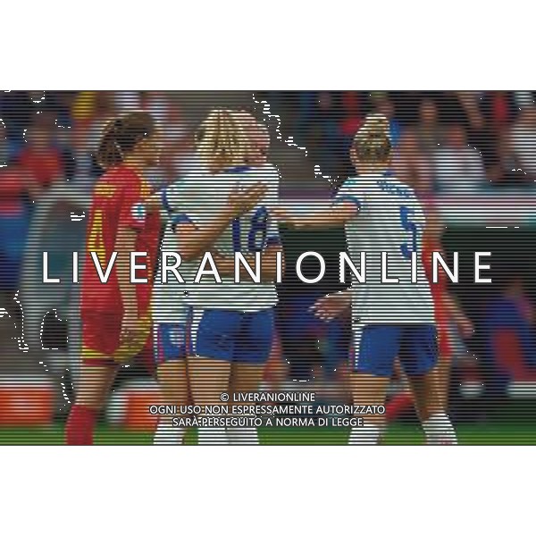 TVEM July 27, 2025 Basel, Switzerland - England vs Spain - Women\'s UEFA Euro 2025 Final match - St. Jakob-Park. In the pic: Alessia Russo of England celebrates after scoring a goal with Chloe Kelly of England and Alex Greenwood of England ©TVEM Emmanuele Mastrodonato - AGENZIA ALDO LIVERANI SAS