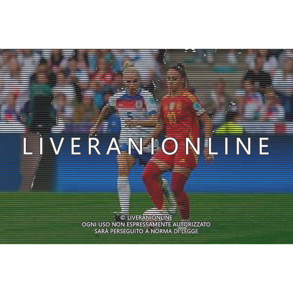 TVEM July 27, 2025 Basel, Switzerland - England vs Spain - Women\'s UEFA Euro 2025 Final match - St. Jakob-Park. In the pic: Athenea of Spain in action against Alex Greenwood of England ©Federico Gaetano - AGENZIA ALDO LIVERANI SAS