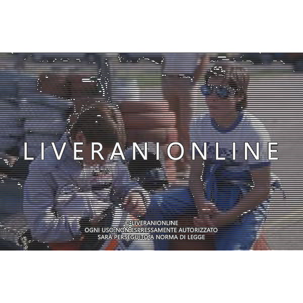 DIAP-RETROSPETTIVA JACQUES VILLENEUVE PILOTA NELLA FOTO JACQUES VILLENEUVE CON LA MADRE JOANNA E LA SORELLA MELANIA NELL\'ANNO 1985 AG ALDO LIVERANI SAS