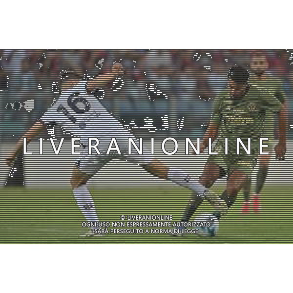2-8-2025. Cagliari calcio-A.S. Saint Etienne. 1 trofeo Gigi Riva, stadio Unipol Domus Cagliari.. Foto Salvatore Moi/Agenzia Aldo Liverani s.as. Nella foto: Prati Cagliari, Moueffek Sant\'Etienne