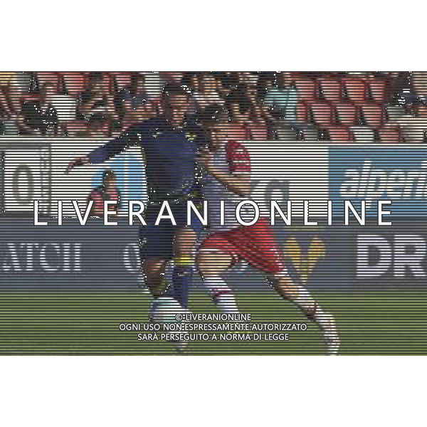 Santana do Nascimiento Giovane of Hellas Verona FC competes for the ball with Filipe Bordon of FC Sudtirol during SudTirol vs Hellas Verona FC, 4° Test Match, at Druso stadium in Bolzano (BZ), on August 03, 2025. (Photo by Davide Casentini) AG ALDO LIVERANI SAS