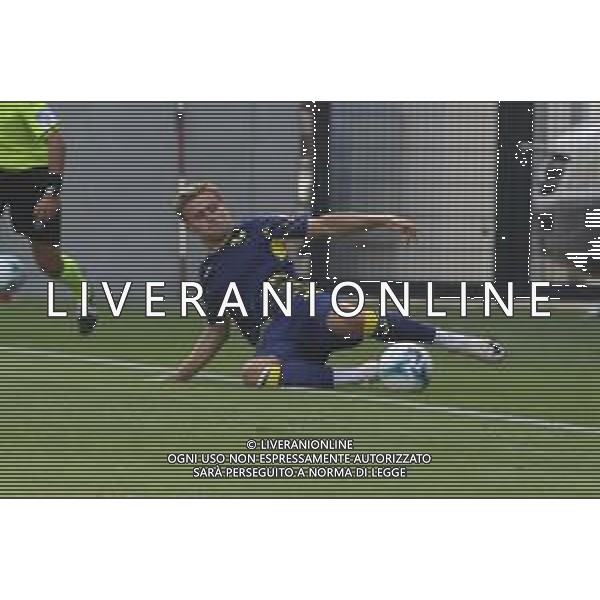 Martin Frese of Hellas Verona FC play the ball during SudTirol vs Hellas Verona FC, 4° Test Match, at Druso stadium in Bolzano (BZ), on August 03, 2025. (Photo by Davide Casentini) AG ALDO LIVERANI SAS