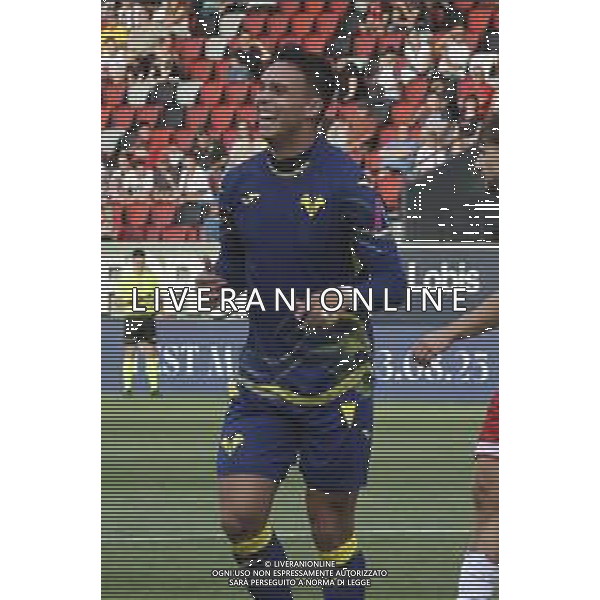 Santana do Nascimiento Giovane of Hellas Verona FC celebrates after scoring goal during SudTirol vs Hellas Verona FC, 4° Test Match, at Druso stadium in Bolzano (BZ), on August 03, 2025. (Photo by Davide Casentini) AG ALDO LIVERANI SAS