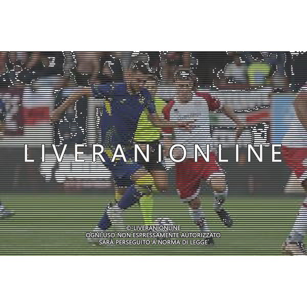 Jesus Santiago Perez of Hellas Verona FC play the ball during SudTirol vs Hellas Verona FC, 4° Test Match, at Druso stadium in Bolzano (BZ), on August 03, 2025. (Photo by Davide Casentini) AG ALDO LIVERANI SAS