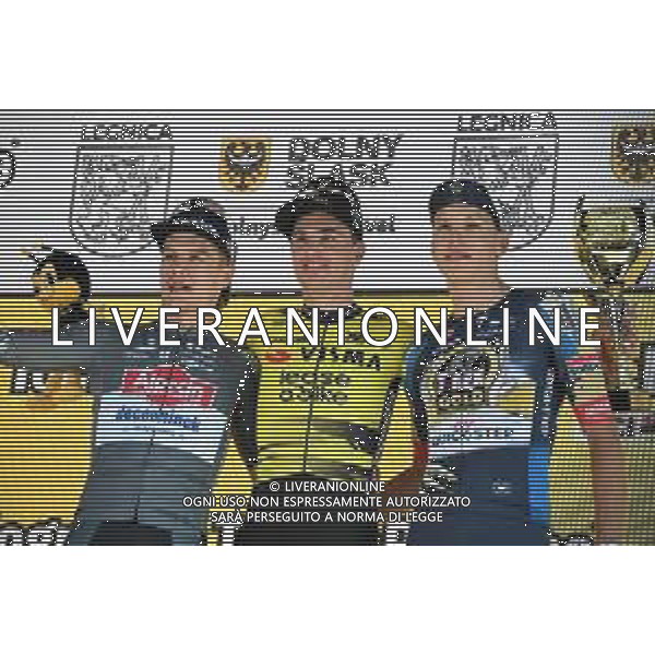 04-08-2025 Tour De Pologne; Tappa 01 Wroclaw - Legnica; 2025, Visma - Lease A Bike; 2025, Alpecin - Deceuninck; 2025, Soudal - Quick Step; Kooij, Olav; Plowright, Jensen; Magnier, Paul; Legnica; ©SIROTTI - AGENZIA ALDO LIVERANI SAS