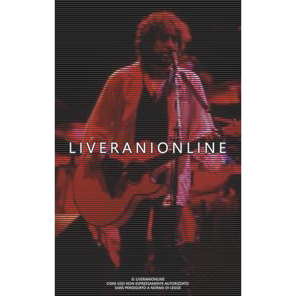 DIAP-RETROSPETTIVA BOB DYLAN CANTANTE NELLA FOTO BOB DYLAN A BOLOGNA NELL\'ANNO 1987 AG ALDO LIVERANI SAS