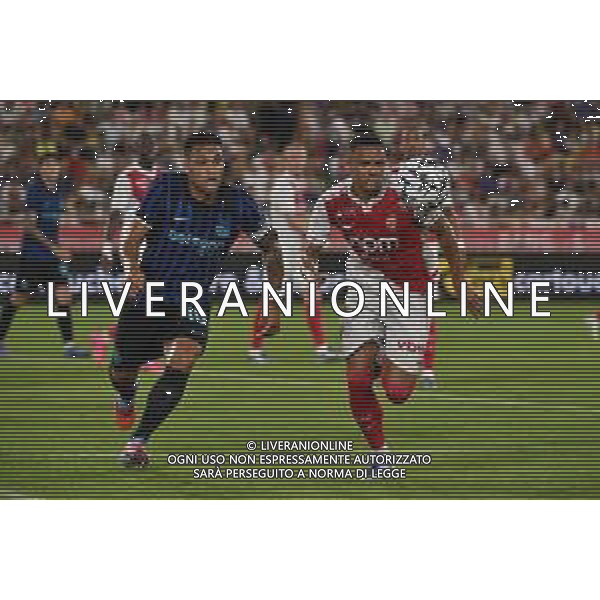 TVRG Monaco vs Inter nella foto Lautaro Martinez (Inter) e Vanderson de Oliveira Campos (Monaco) Monaco (MC) 08-08-2025 Stade Louis II Monaco vs Inter - amichevole precampionato foto Roberto Garavaglia/Agenzia Aldo Liverani sas