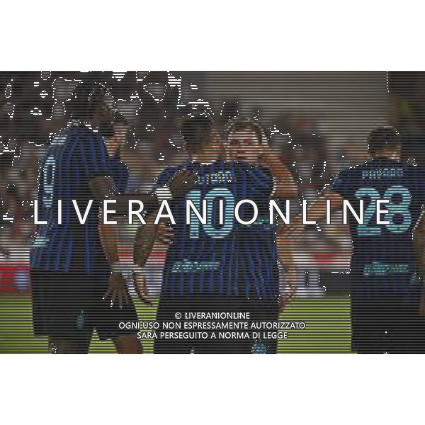 TVRG Monaco vs Inter nella foto giocatori Inter esultanza dopo il gol dell\'1 a 1 Monaco (MC) 08-08-2025 Stade Louis II Monaco vs Inter - amichevole precampionato foto Roberto Garavaglia/Agenzia Aldo Liverani sas