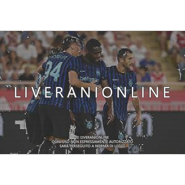 TVRG Monaco vs Inter nella foto giocatori Inter esultanza dopo il gol del 2 a 1 Monaco (MC) 08-08-2025 Stade Louis II Monaco vs Inter - amichevole precampionato foto Roberto Garavaglia/Agenzia Aldo Liverani sas
