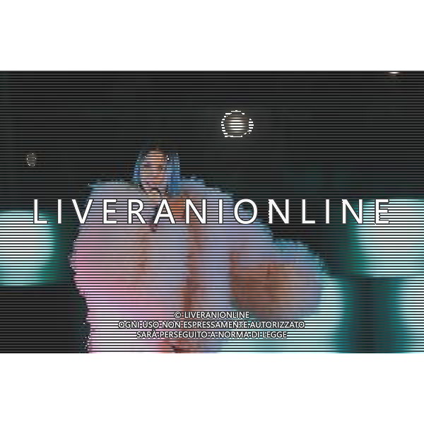 Italian singer Rose Villain performing live before the Anglo-Palermitan Trophy match between Palermo FC and Manchester City at Renzo Barbera Stadium