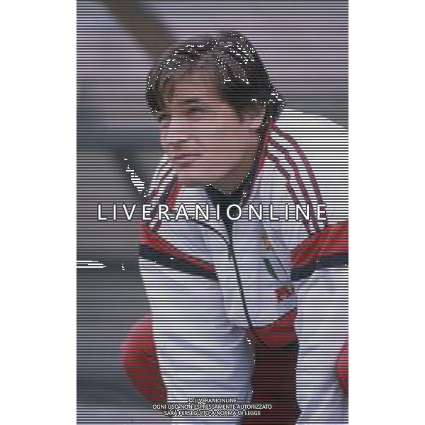 DIAP- RETROSPETTIVA CARLO CUDICINI CALCIATORE DI RUOLO PORTIERE NELLA FOTO CARLO CUDICINI CON LA MAGLIA DEL MILAN CALCIO NELL\'ANNO 1992-1993 AG ALDO LIVERANI SAS