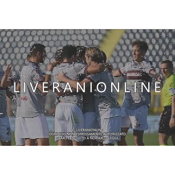 TVRG Empoli vs Reggiana nella foto giocatori Reggiana esultanza dopo il gol dell\'1 a 0 Empoli (FI) 15-08-2025 Stadio Carlo Castellani - Computer Gross Arena Empoli vs Reggiana - trentaduesimi di finale Coppa Italia Frecciarossa foto Roberto Garavaglia/Agenzia Aldo Liverani sas- AGENZIA ALDO LIVERANI SAS