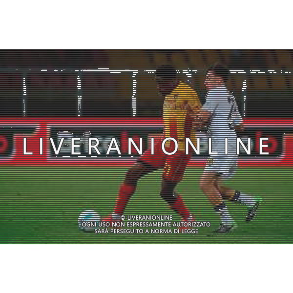 TVEM August 15, 2025 Lecce, Italy - US Lecce vs SS Juve Stabia - Coppa Italia round of 32 match 2025/26 - Via Del Mare Stadium. In the pic: Owen Kouassi of US Lecce in action against Mattia Mannini of Juve Stabia ©TVEM Emmanuele Mastrodonato - AGENZIA ALDO LIVERANI SAS