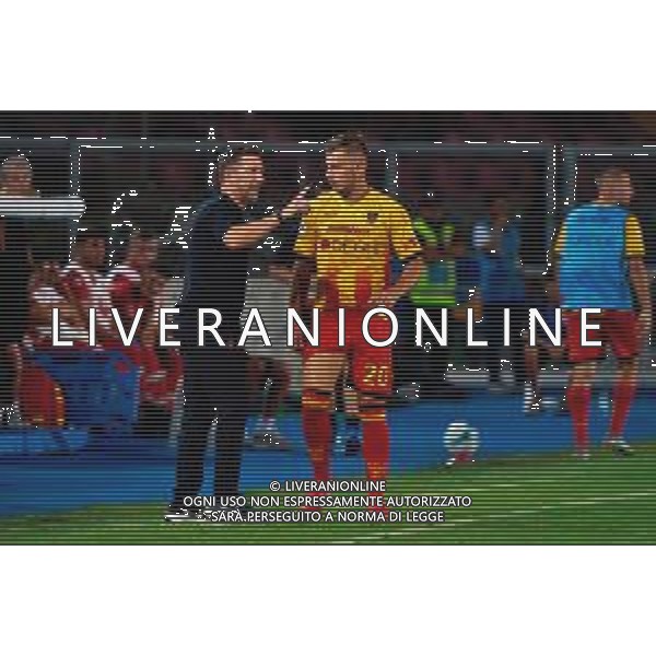 TVEM August 15, 2025 Lecce, Italy - US Lecce vs SS Juve Stabia - Coppa Italia round of 32 match 2025/26 - Via Del Mare Stadium. In the pic: coach Eusebio Di Francesco of US Lecce and Ylber Ramadani of US Lecce ©TVEM Emmanuele Mastrodonato - AGENZIA ALDO LIVERANI SAS