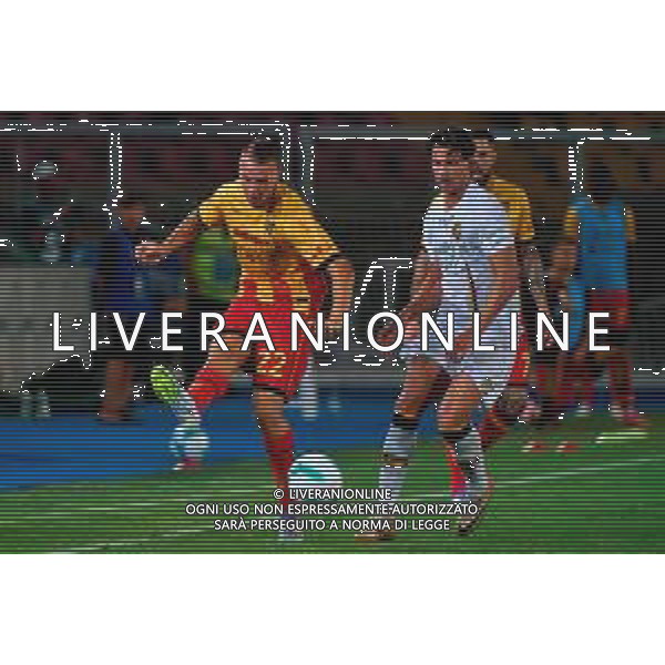 TVEM August 15, 2025 Lecce, Italy - US Lecce vs SS Juve Stabia - Coppa Italia round of 32 match 2025/26 - Via Del Mare Stadium. In the pic: Francesco Camarda of US Lecce in action against Giuseppe Leone of Juve Stabia ©TVEM Emmanuele Mastrodonato - AGENZIA ALDO LIVERANI SAS