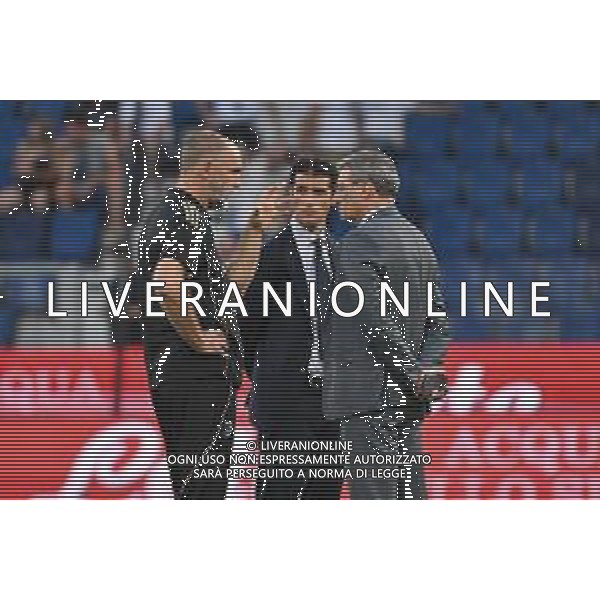 Atalanta vs Juventus nella foto da SX Igor Tudor allenatore Juventus, Francois Modesto direttore tecnico Juventus e Damien Comolli direttore generale Juventus a colloquio prima della gara Bergamo 16-08-2025 Stadio di Bergamo Atalanta vs Juventus - amichevole precampionato foto Roberto Garavaglia/Agenzia Aldo Liverani sas- AGENZIA ALDO LIVERANI SAS